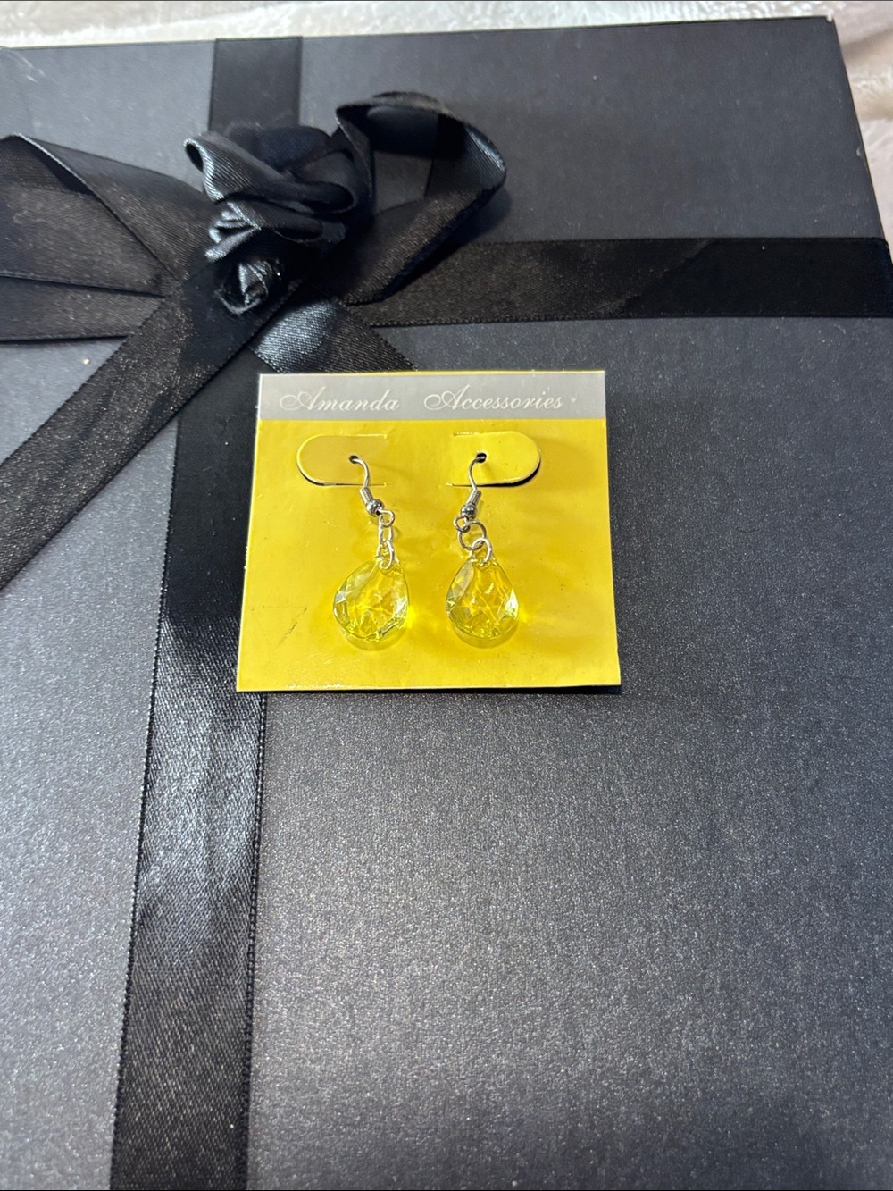 Yellow Teardrop Crystal Dangle Earrings
